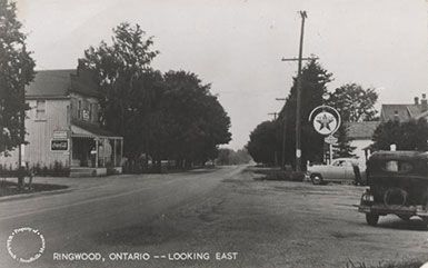 991.043.056 - Postcard, Ringwood, looking east on Stouffville Road, c. 1960